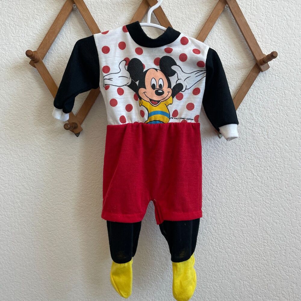 Vintage Baby Mickey Footed Romper Outfit (NB-14lbs) Newborn Disney by Jog Togs